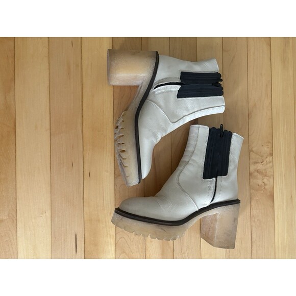 Free People James Chelsea Ankle Boot Women’s Sz 36.5 White Leather Side Zip - Picture 3 of 8